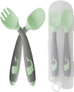 Baby Twist Spoon Fork Set with Travel Case Easy Grip Bendable Toddler Training Set Mint Green